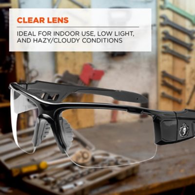 Image showing  Skullerz Dagr Safety Glasses/Sunglasses, Black Frame, Clear Lens