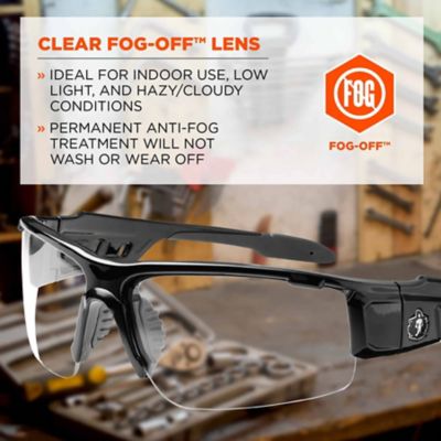 Image showing  Skullerz Dagr Safety Glasses/Sunglasses, Black Frame, Anti-Fog Clear Lens