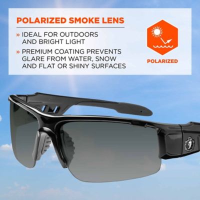 Image showing  Skullerz Dagr Safety Glasses/Sunglasses, Black Frame, Polarized Smoke Lens