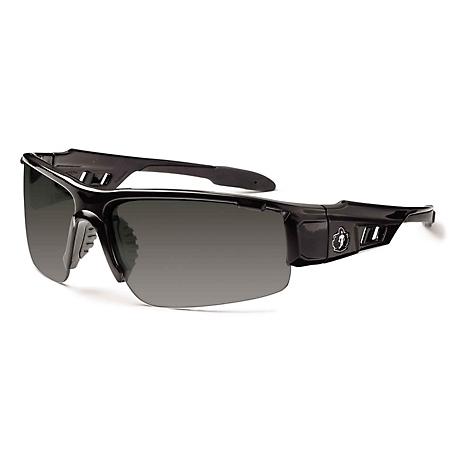 Ergodyne Skullerz Dagr Safety Glasses/Sunglasses, Black Frame, Anti-Fog Smoke Lenses