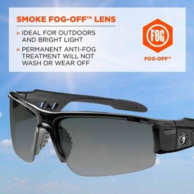 Image showing  Skullerz Dagr Safety Glasses/Sunglasses, Black Frame, Anti-Fog Smoke Lens