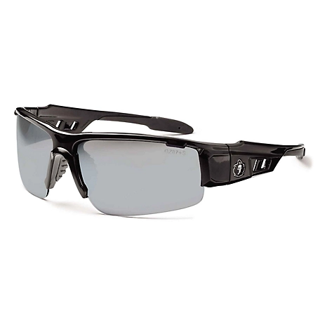 Ergodyne Skullerz Dagr Safety Glasses/Sunglasses, Black Frame, Silver Mirror Lenses