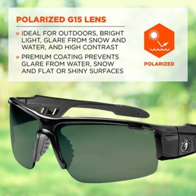Image showing  Skullerz Dagr Safety Glasses/Sunglasses, Black Frame, Polarized G15 Lens