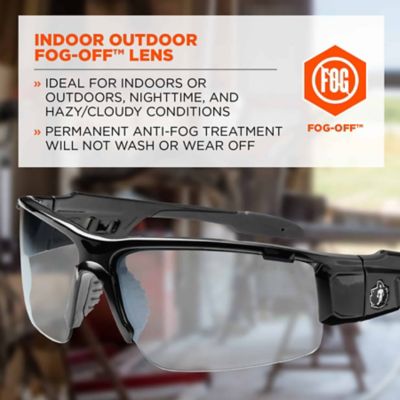 Image showing  Skullerz Dagr Safety Glasses/Sunglasses, Black Frame, Anti-Fog Indoor/Outdoor Lens