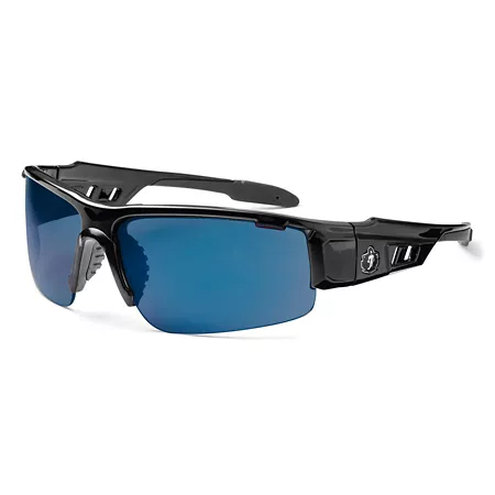 Ergodyne Skullerz Dagr Safety Glasses/Sunglasses Black Frame Blue Mirrored Lens Safety Glasses