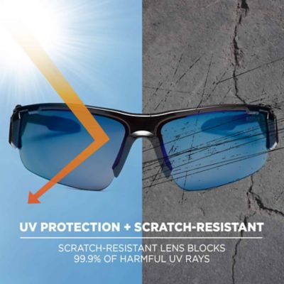 Image showing  Skullerz Dagr Safety Glasses/Sunglasses, Black Frame, Blue Mirror Lens