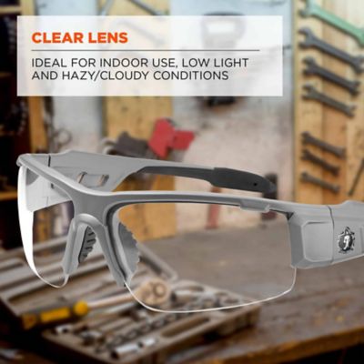 Image showing  Skullerz Dagr Safety Glasses/Sunglasses, Matte Gray Frame, Clear Lens