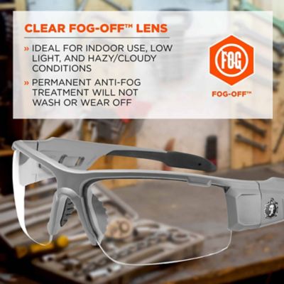 Image showing  Skullerz Dagr Safety Glasses/Sunglasses, Matte Gray Frame, Anti-Fog Clear Lens