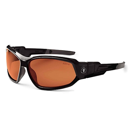 Skullerz Loki Safety Glasses/Sunglasses, Black, Polarized Copper Lens
