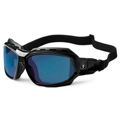 Image showing  Loki Safety Glasses/Sunglasses, Black Frame, Blue Mirror Lens