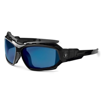 Image showing  Loki Safety Glasses/Sunglasses, Black Frame, Blue Mirror Lens