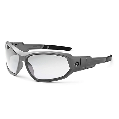 Skullerz Loki Safety Glasses/Sunglasses, Matte Gray, Anti-Fog Clear Lens