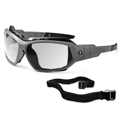 Image showing 1 th Skullerz Loki Safety Glasses/Sunglasses, Matte Gray Frame, Anti-Fog Clear Lens
