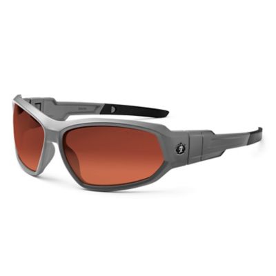 Skullerz Loki Safety Glasses/Sunglasses, Matte Gray Frame, Polarized Copper Lens