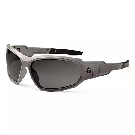 Skullerz Loki Safety Glasses/Sunglasses Matte Gray Polarized Smoke Lens Safety Glasses