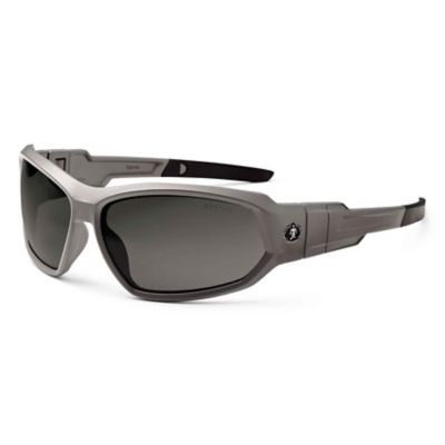 Skullerz Loki Safety Glasses/Sunglasses, Matte Gray Frame, Anti-Fog Smoke Lens