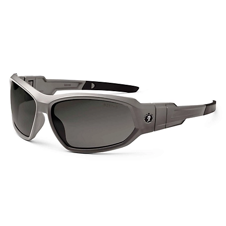 Skullerz Loki Safety Glasses/Sunglasses, Matte Gray, Anti-Fog Smoke Lens