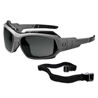 Image showing  Loki Safety Glasses/Sunglasses, Matte Gray Frame, Anti-Fog Smoke Lens
