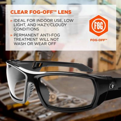 Image showing  Odin Safety Glasses/Sunglasses, Black Frame, Anti-Fog Clear Lens