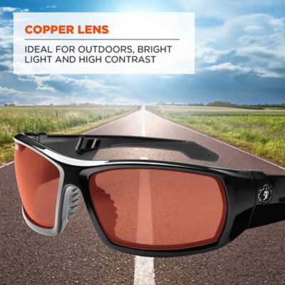 Image showing  Skullerz Odin Safety Glasses/Sunglasses, Black Frame, Copper Lens