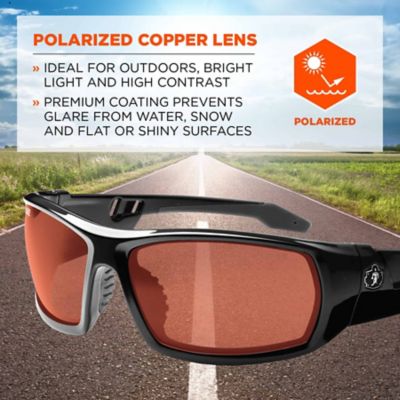 Image showing  Skullerz Odin Safety Glasses/Sunglasses, Black Frame, Polarized Copper Lens