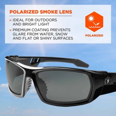 Image showing  Skullerz Odin Safety Glasses/Sunglasses, Black Frame, Polarized Smoke Lens