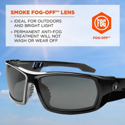 Image showing  Skullerz Odin Safety Glasses/Sunglasses, Black Frame, Anti-Fog Smoke Lens