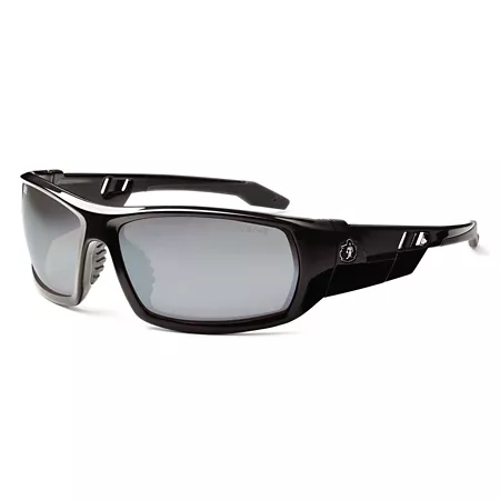 Ergodyne Skullerz Odin Safety Glasses/Sunglasses Black Frame Silver Mirrored Lens Safety Glasses