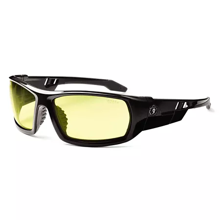 Ergodyne Skullerz Odin Safety Glasses/Sunglasses Black Frame Yellow Lens Safety Glasses