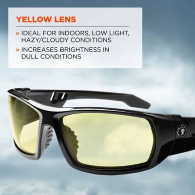 Image showing  Skullerz Odin Safety Glasses/Sunglasses, Black Frame, Yellow Lens