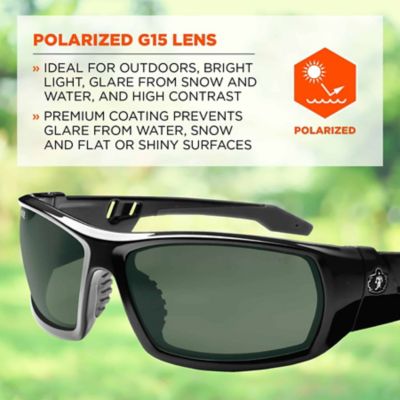 Image showing  Skullerz Odin Safety Glasses/Sunglasses, Black Frame, Polarized G15 Lens