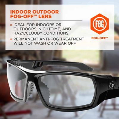 Image showing  Skullerz Odin Safety Glasses/Sunglasses, Black Frame, Anti-Fog Indoor/Outdoor Lens