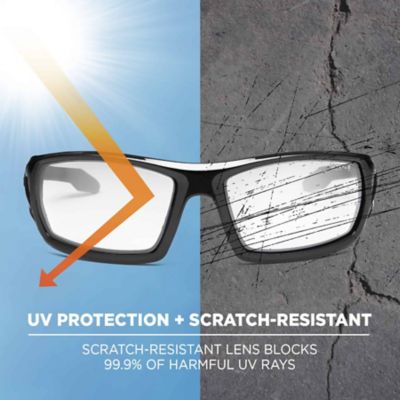 Image showing  Skullerz Odin Safety Glasses/Sunglasses, Black Frame, Blue Mirror Lens