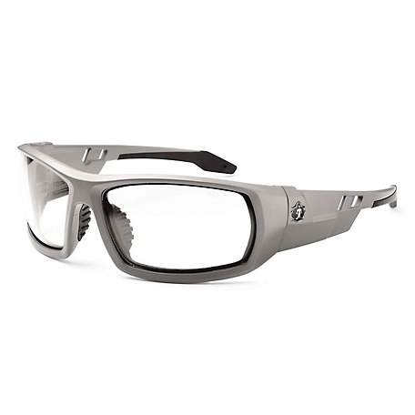 Skullerz Odin Safety Glasses/Sunglasses, Matte Gray, Clear Lens