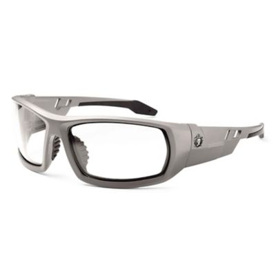 Ergodyne Skullerz Odin Safety Glasses/Sunglasses, Matte Gray Frame, Anti-Fog Clear Lenses