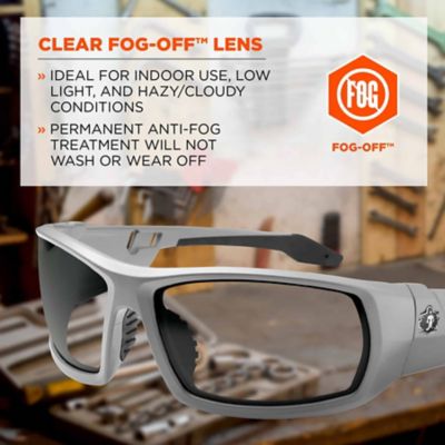 Image showing  Skullerz Odin Safety Glasses/Sunglasses, Matte Gray Frame, Anti-Fog Clear Lens