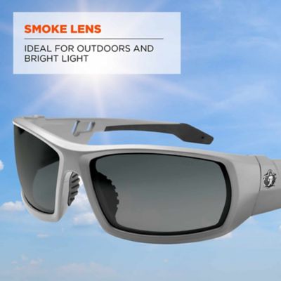 Image showing  Skullerz Odin Safety Glasses/Sunglasses, Matte Gray Frame, Smoke Lens