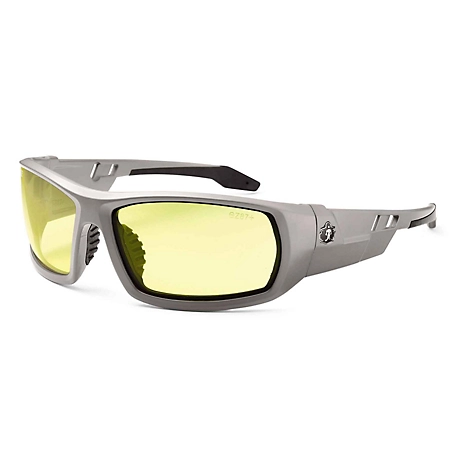 Ergodyne Skullerz Odin Safety Glasses/Sunglasses, Matte Gray Frame, Yellow Lenses