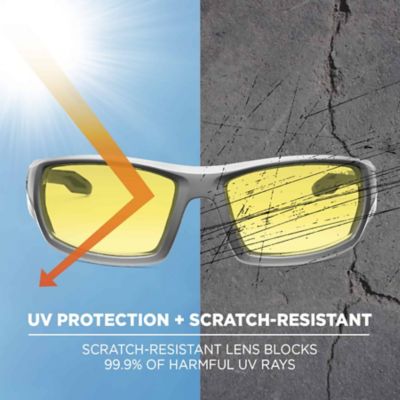 Image showing  Skullerz Odin Safety Glasses/Sunglasses, Matte Gray Frame, Yellow Lens