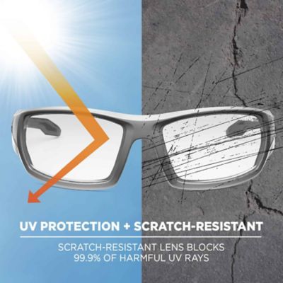 Image showing  Skullerz Odin Safety Glasses/Sunglasses, Matte Gray Frame, Indoor/Outdoor Lens