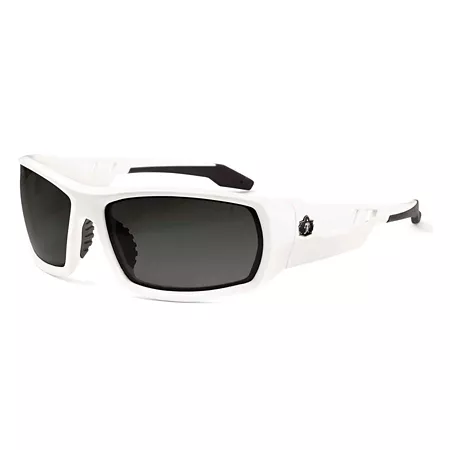 Ergodyne Skullerz Odin Safety Glasses/Sunglasses White Frame Smoke Lens Safety Glasses