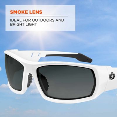 Image showing  Skullerz Odin Safety Glasses/Sunglasses, White Frame, Smoke Lens