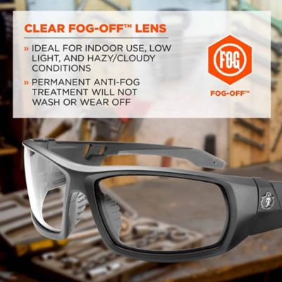 Image showing  Skullerz Odin Safety Glasses/Sunglasses, Matte Black Frame, Anti-Fog Clear Lens