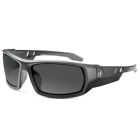 Ergodyne Skullerz Odin Safety Glasses/Sunglasses Matte Black Frame Anti-Fog Smoke Lens Safety Glasses