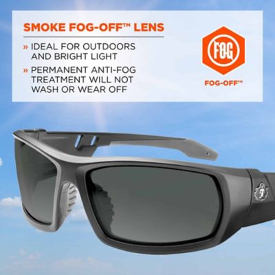 Image showing  Skullerz Odin Safety Glasses/Sunglasses, Matte Black Frame, Anti-Fog Smoke Lens