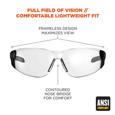 Image showing  Saga Frameless Safety Glasses/Sunglasses, Matte Black, Clear Lens