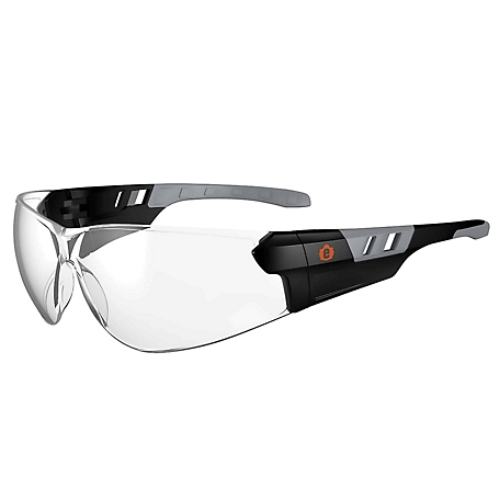 Skullerz Saga Frameless Safety Glasses/Sunglasses, Matte Black, Anti-Fog Clear Lens