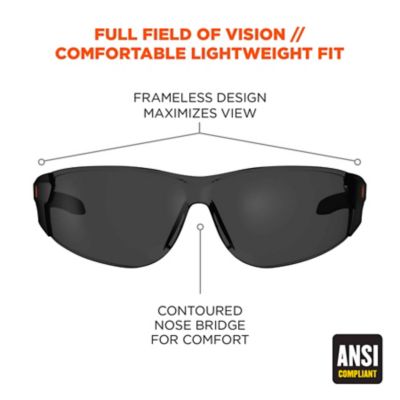 Image showing  Saga Frameless Safety Glasses/Sunglasses, Matte Black, Anti-Fog Smoke Lens