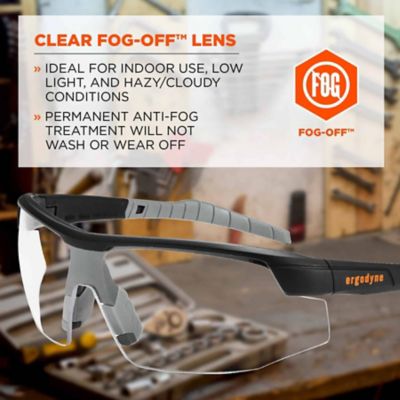 Image showing  Skoll Safety Glasses/Sunglasses, Matte Black Frame, Anti-Fog Clear Lens