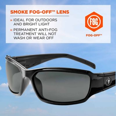 Image showing  Thor Safety Glasses/Sunglasses, Black Frame, Anti-Fog Smoke Lens